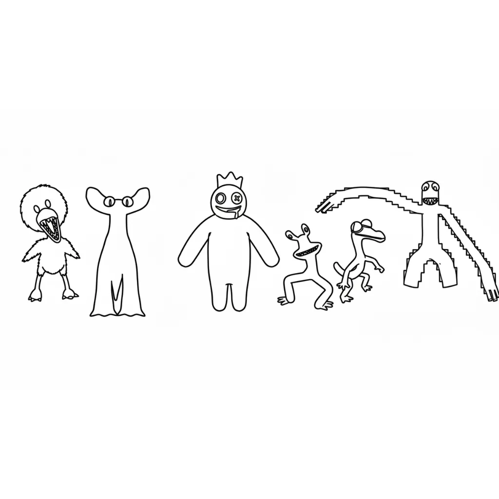 Rainbow Friends 4 para colorear para niño de 4 años