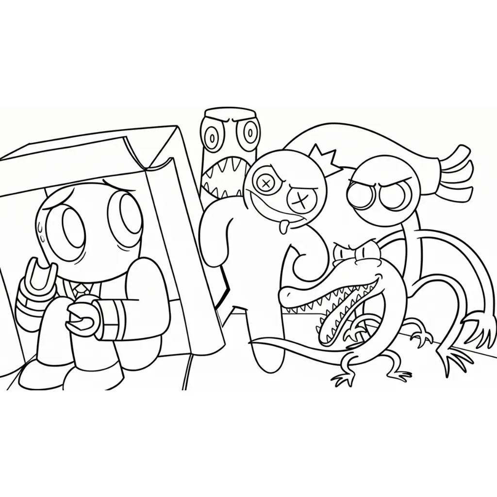 Rainbow Friends 7 para colorear para imprimir a4