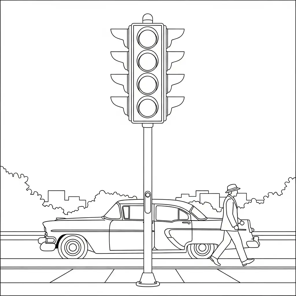 imprimir Semáforo para colorear para niño