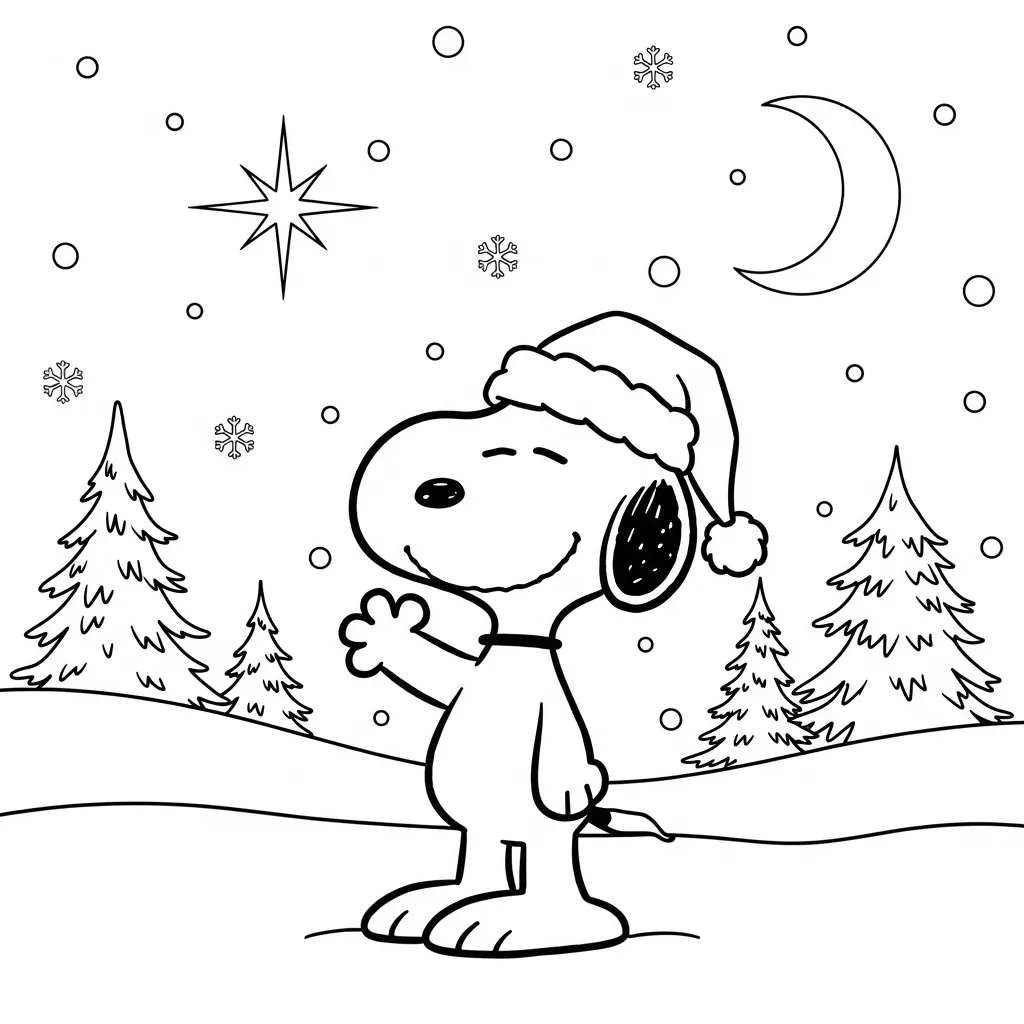 Snoopy Navidad 1 para colorear para imprimir a4