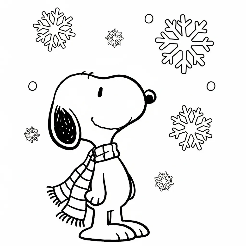 Snoopy Navidad 12 para colorear para imprimir gratis