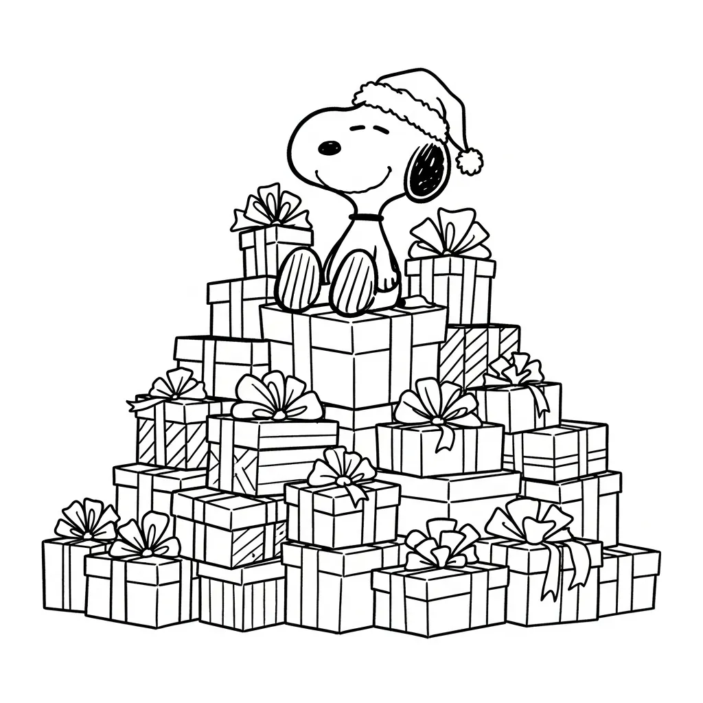Snoopy Navidad 2 para colorear para niños para imprimir