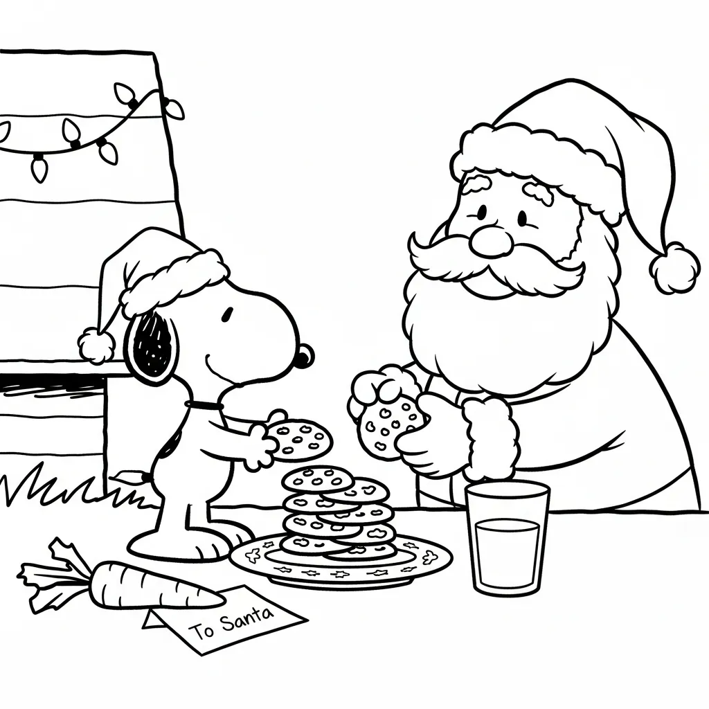 Snoopy Navidad 3 para colorear para primaria