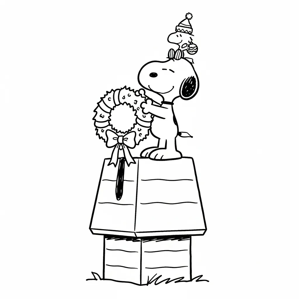 Snoopy Navidad 5 para colorear gratis
