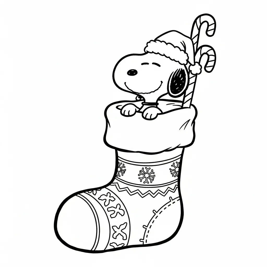 Snoopy Navidad 6 para colorear para imprimir a4