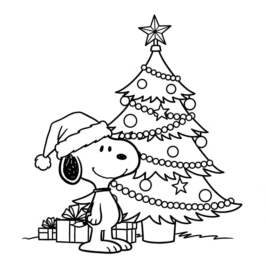 Snoopy Navidad 7 para colorear para imprimir para niño de 10 años