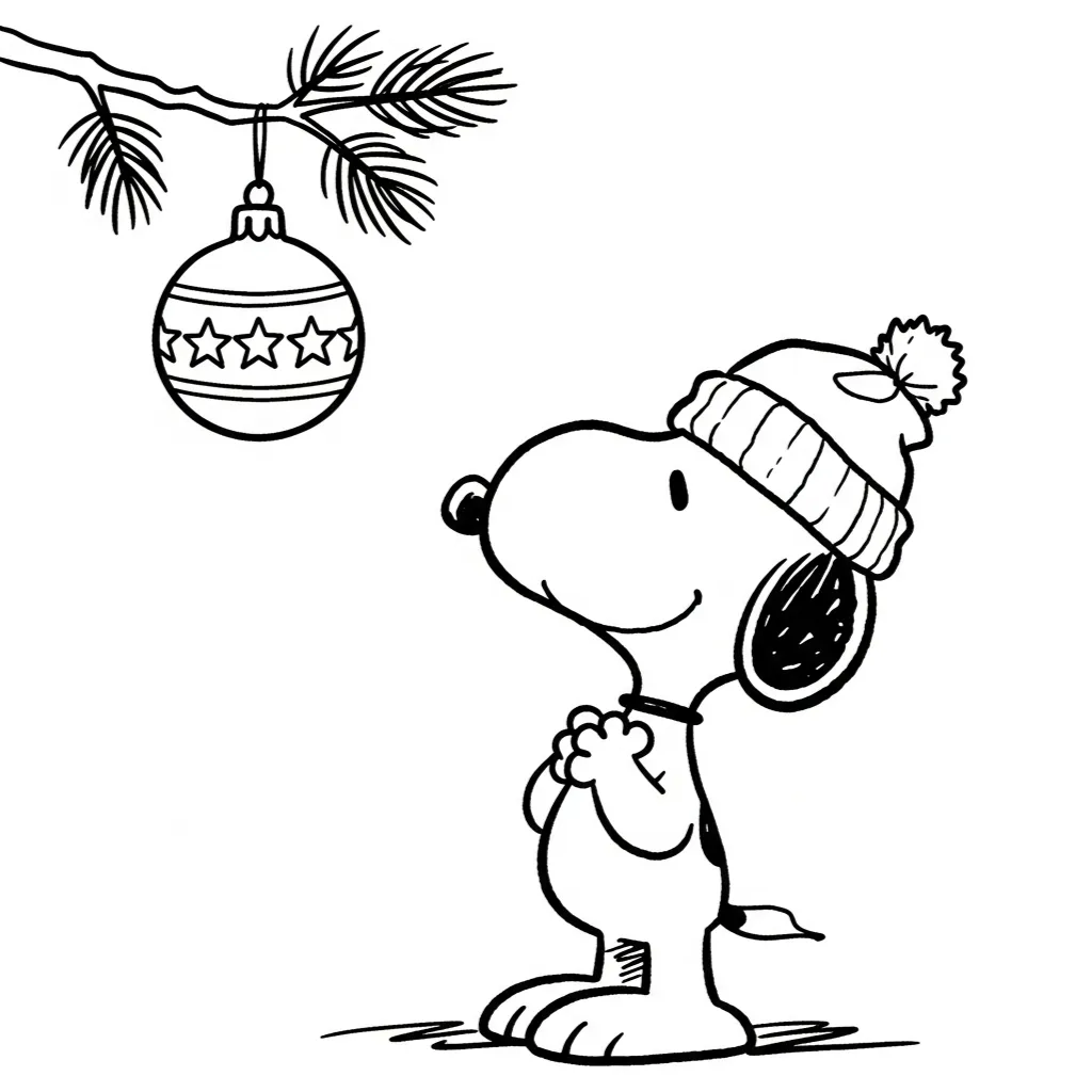 imprimir Snoopy Navidad 8 para colorear para niño