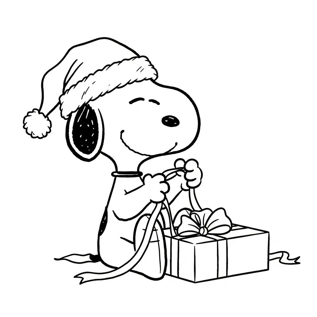 Snoopy Navidad 9 para colorear para imprimir gratis
