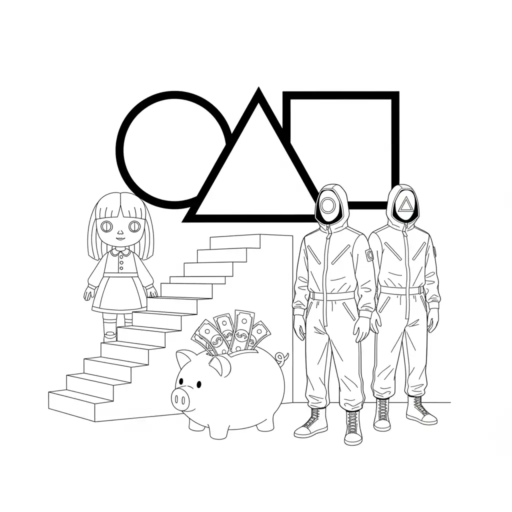 Squid Game para colorear para imprimir para niño de 6 años