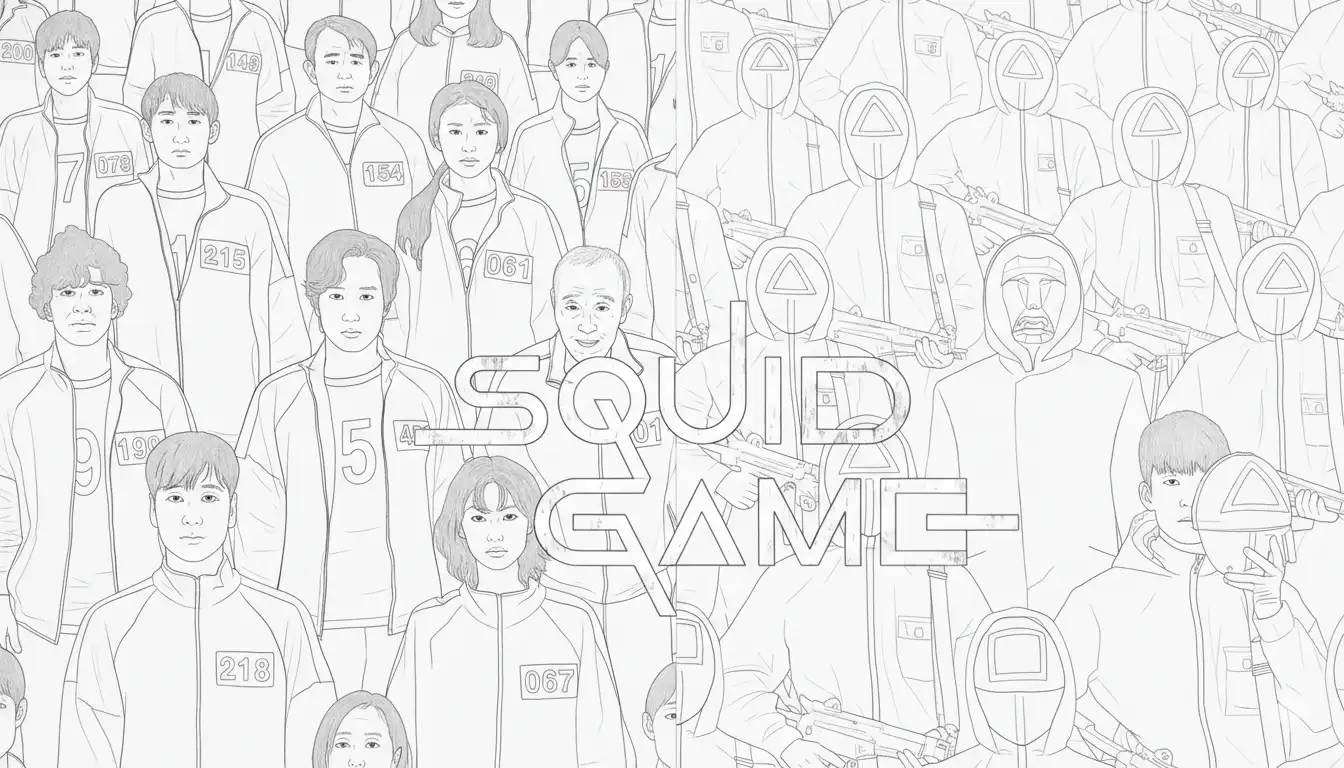 Squid Game para colorear y recortar para imprimir gratis 1