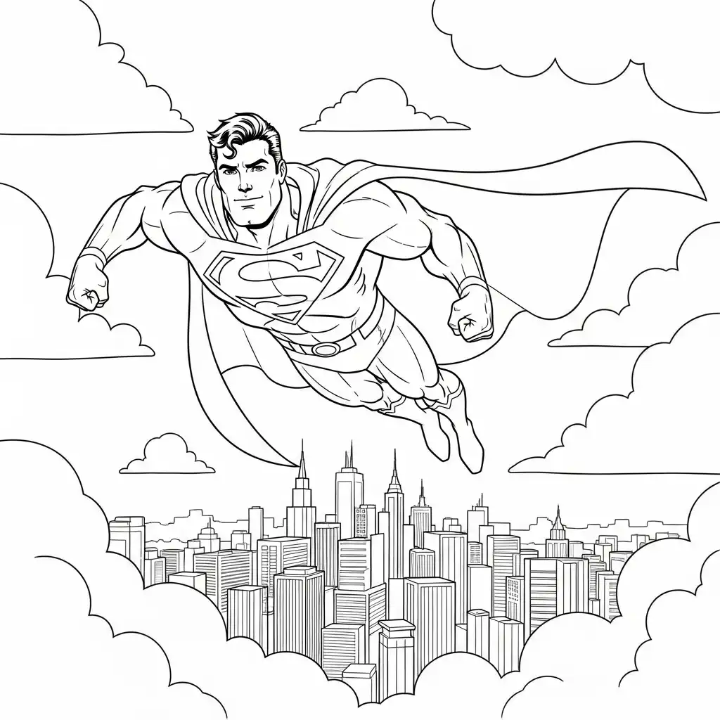 Superman para colorear para niño para imprimir