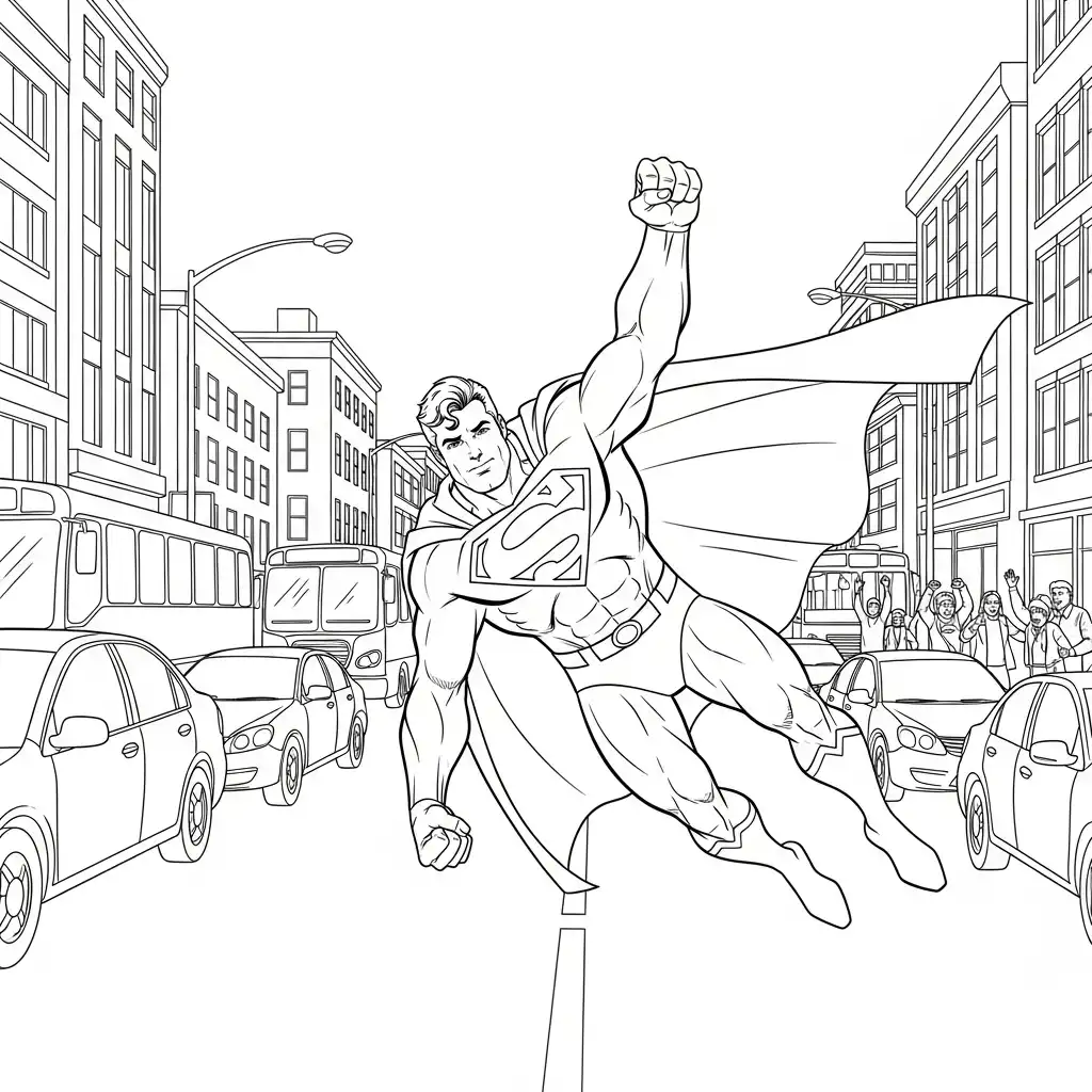 Superman para colorear para imprimir kawaii