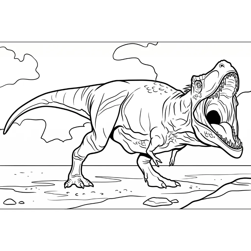 T Rex 12 para colorear para imprimir para niño de 7 años