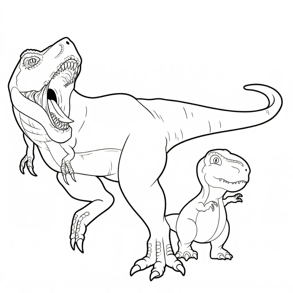 T Rex 2 para colorear para imprimir pdf gratis