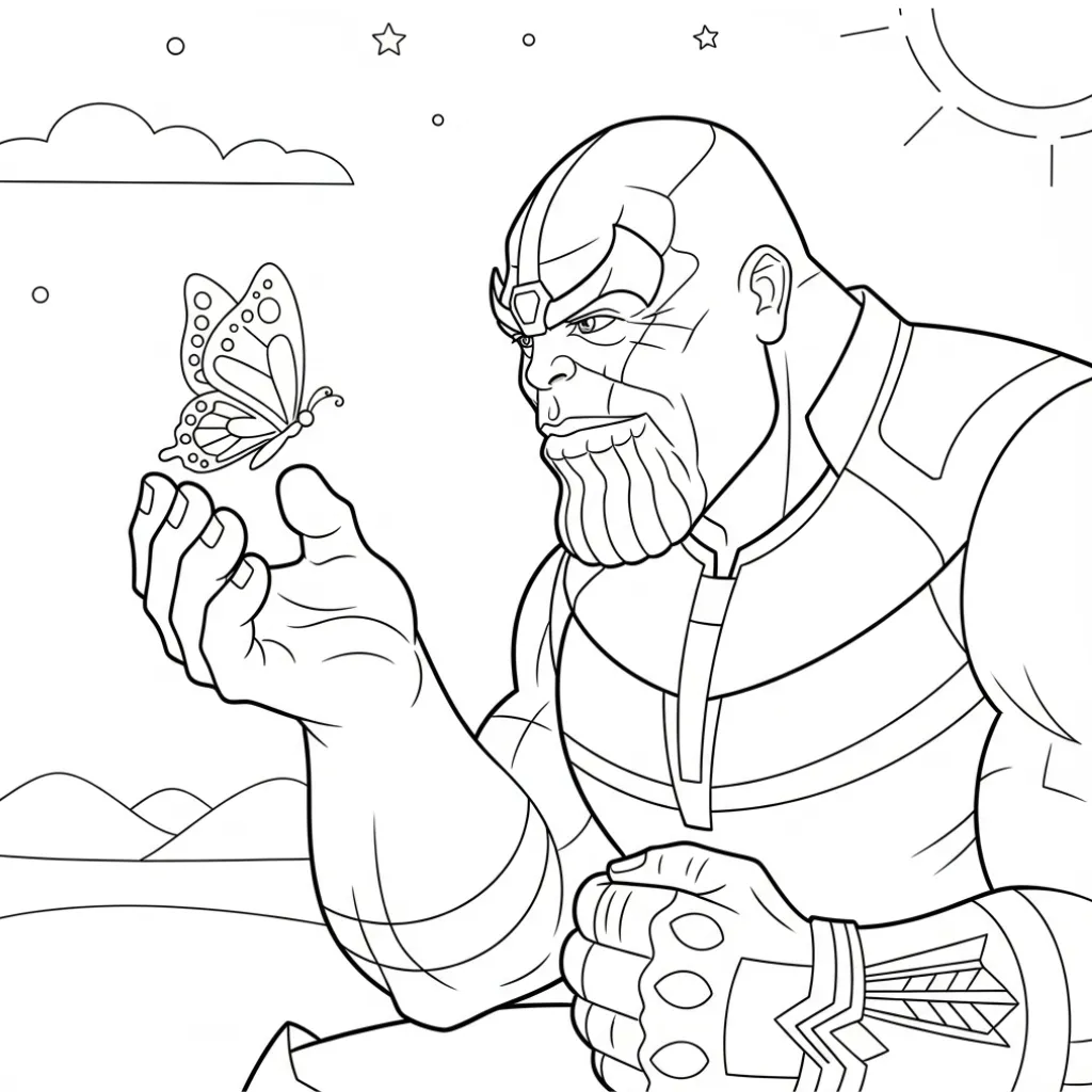 Thanos 10 para colorear para imprimir para niño de 3 años