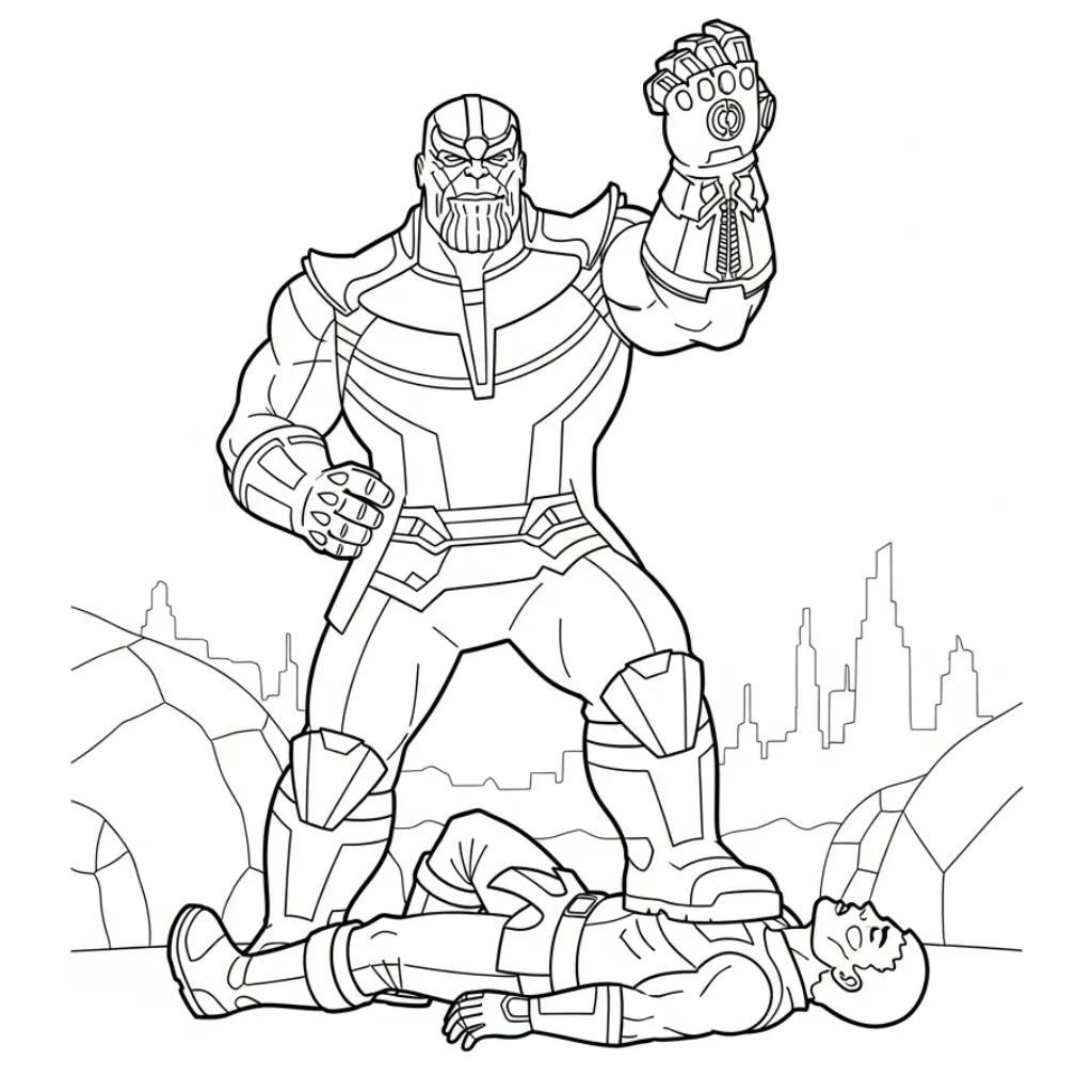 Thanos 17 para colorear y dibujo para imprimir
