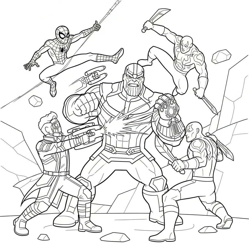 Thanos 9 para colorear y dibujo para imprimir