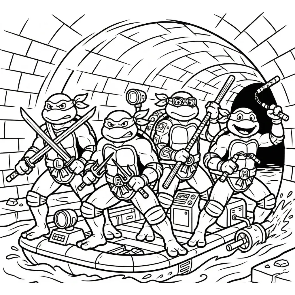 Tortugas Ninja 11 para colorear para imprimir gratis