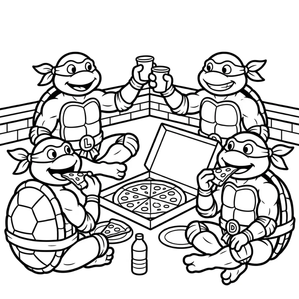 Tortugas Ninja 13 para colorear para niño de 3 años