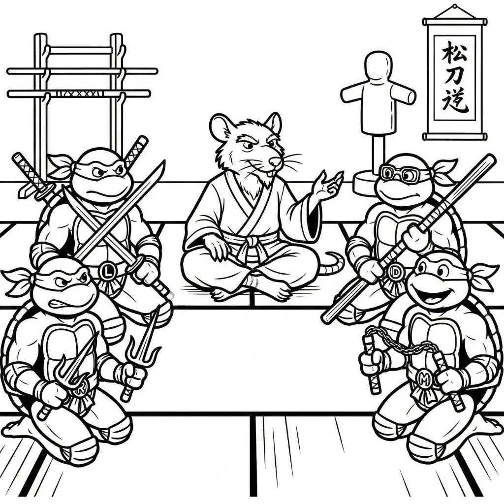 Tortugas Ninja 14 para colorear para niño de 3 años