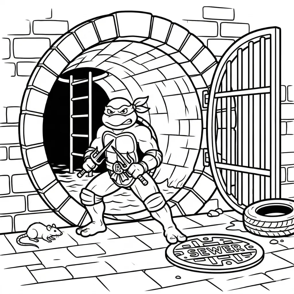 Tortugas Ninja 16 para colorear para bebé para imprimir