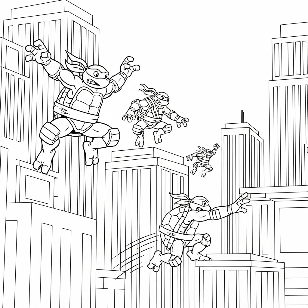 Tortugas Ninja 18 para colorear para imprimir pdf gratis