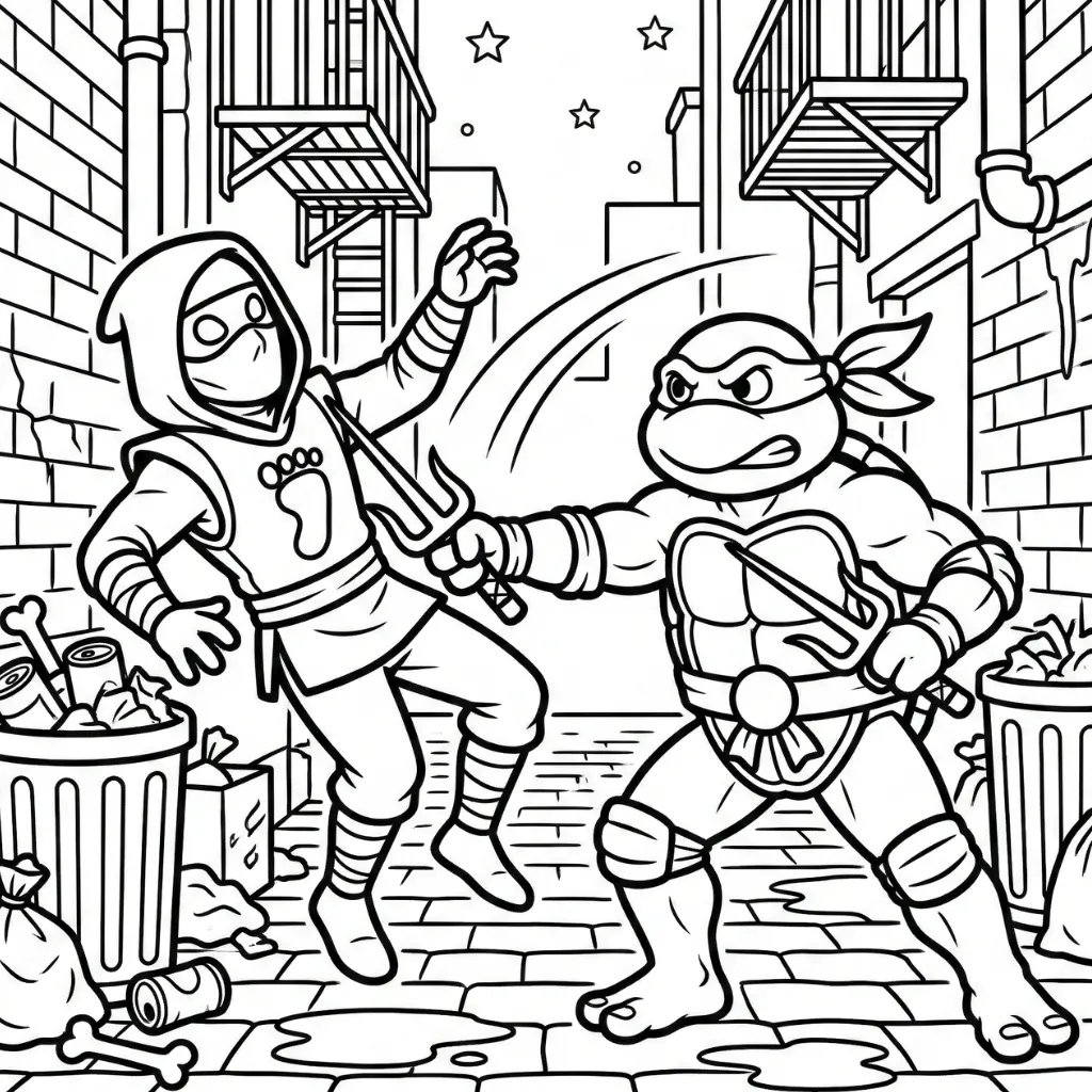 Tortugas Ninja 3 para colorear en línea