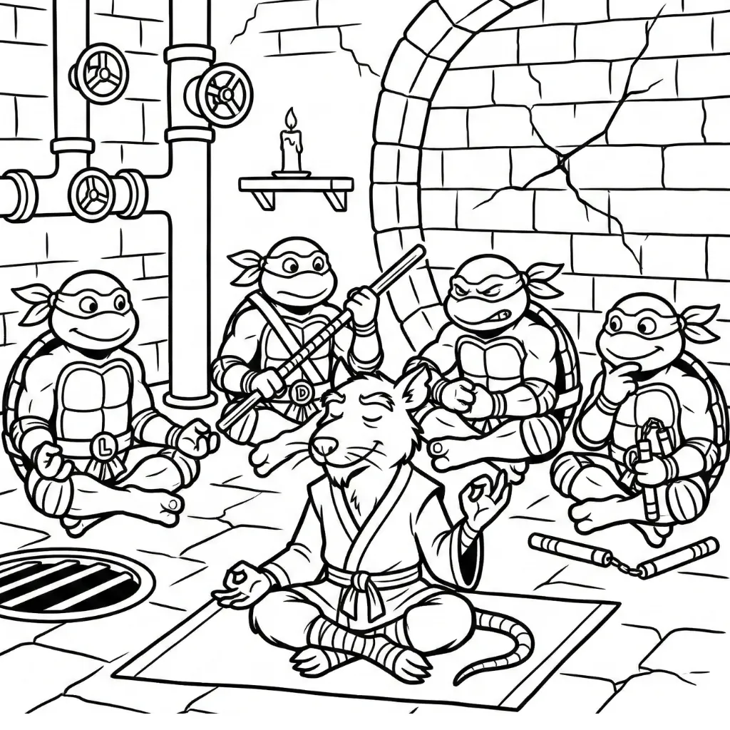 Tortugas Ninja 4 para colorear para imprimir