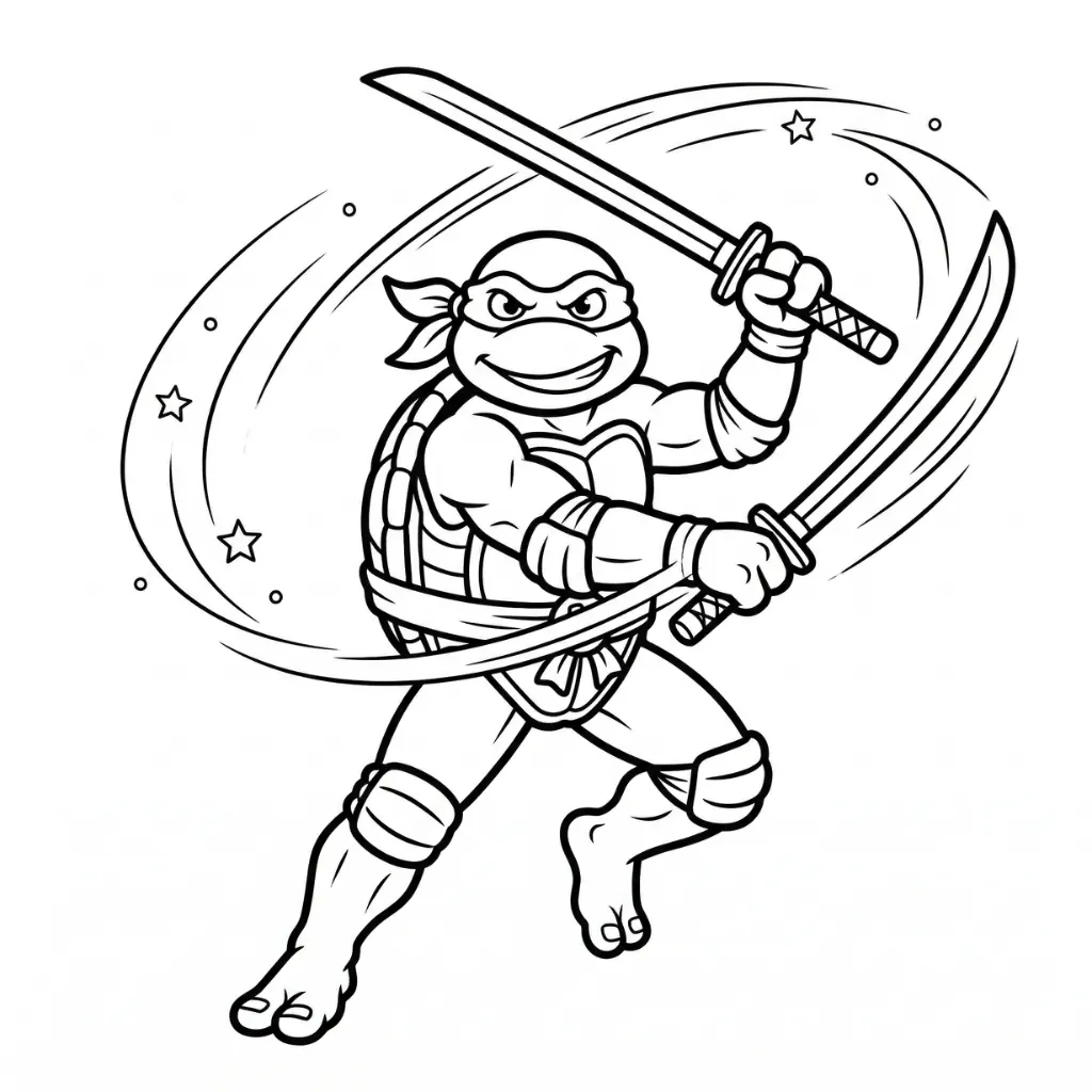 Tortugas Ninja 6 para colorear gratis para niños