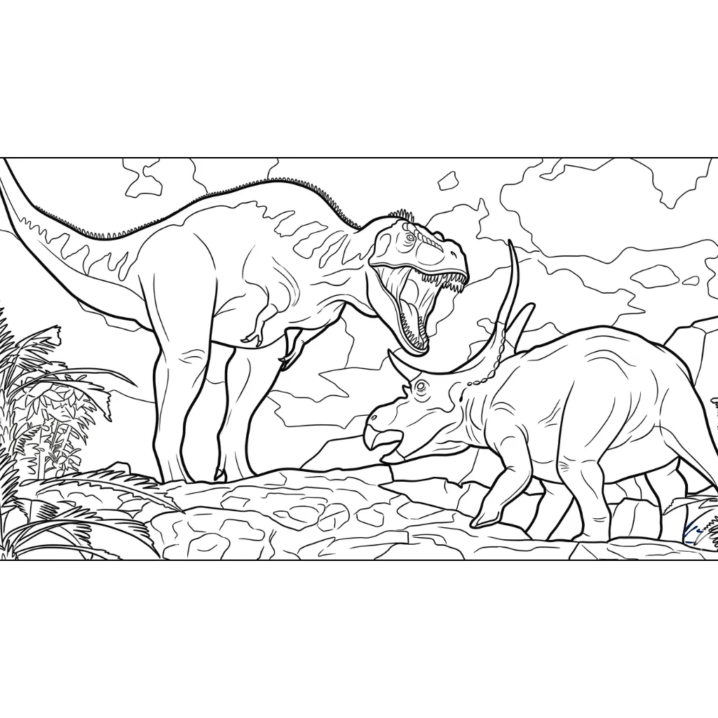 Triceratops 18 para colorear educativo para niño