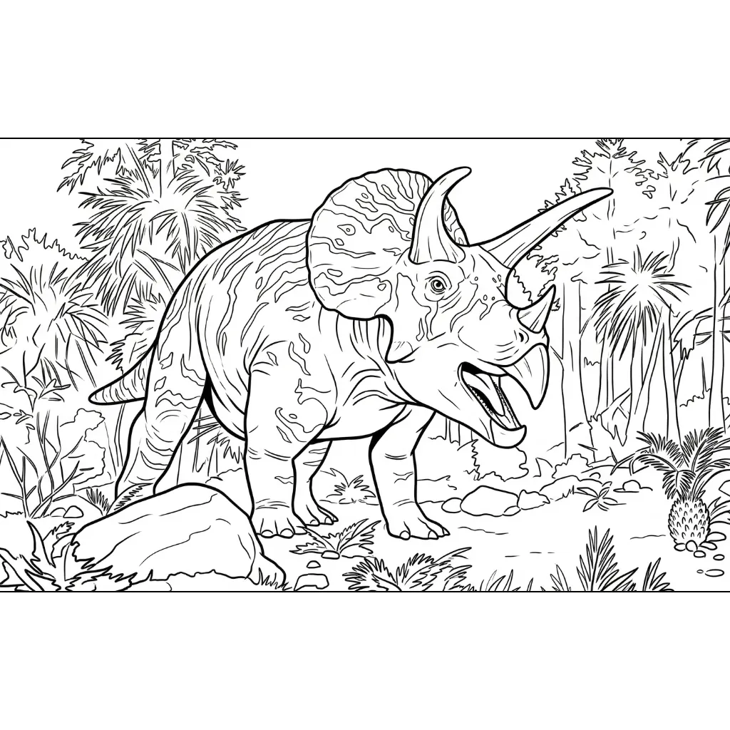 Triceratops 5 para colorear gratis para imprimir