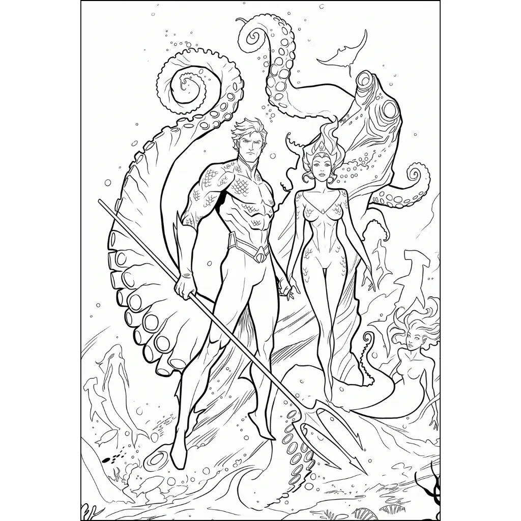 Aquaman 10 para colorear para imprimir para niños