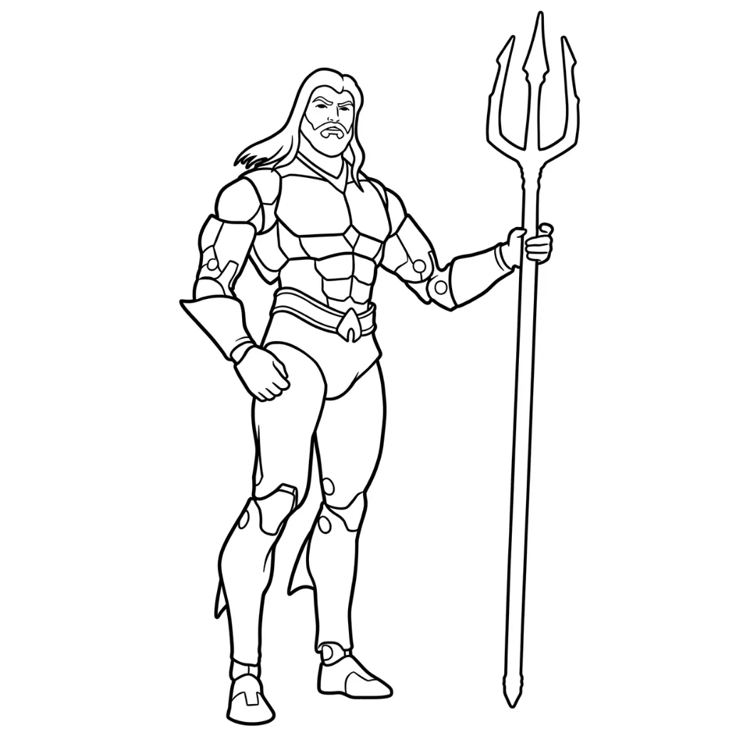Aquaman 14 para colorear gratis para niños