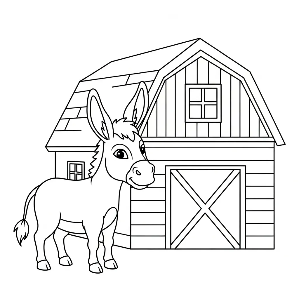 Burro 13 para colorear para niño para imprimir gratis