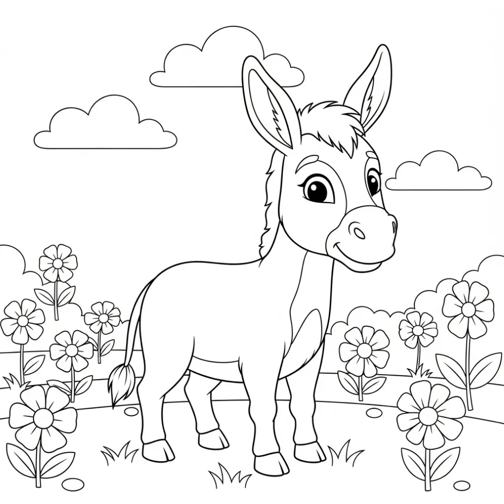 Burro 18 para colorear para imprimir para niño de 6 años