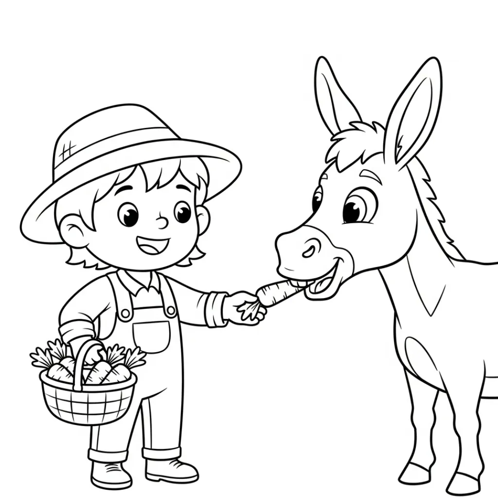 Burro 22 para colorear para niño de 5 años