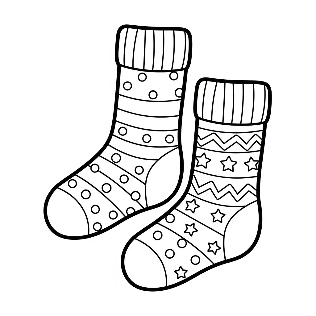Calcetines 1 para colorear y dibujo para imprimir