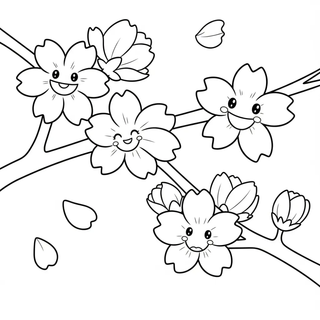 Flor de Cerezo 1 para colorear para niño