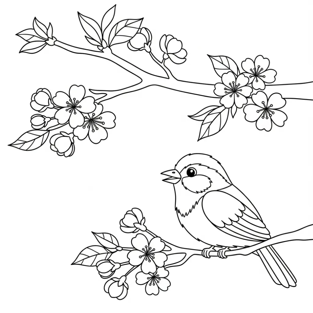 Flor de Cerezo 11 para colorear y aprendizaje