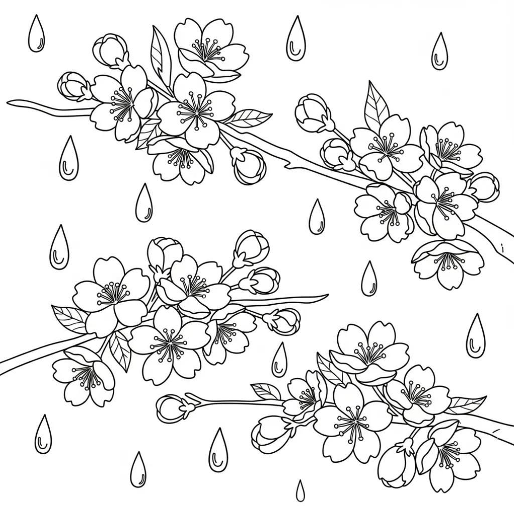 Flor de Cerezo 12 para colorear para imprimir gratis