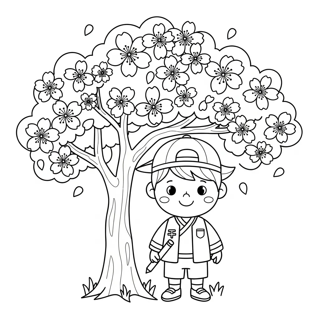 Flor de Cerezo 15 para colorear para niño