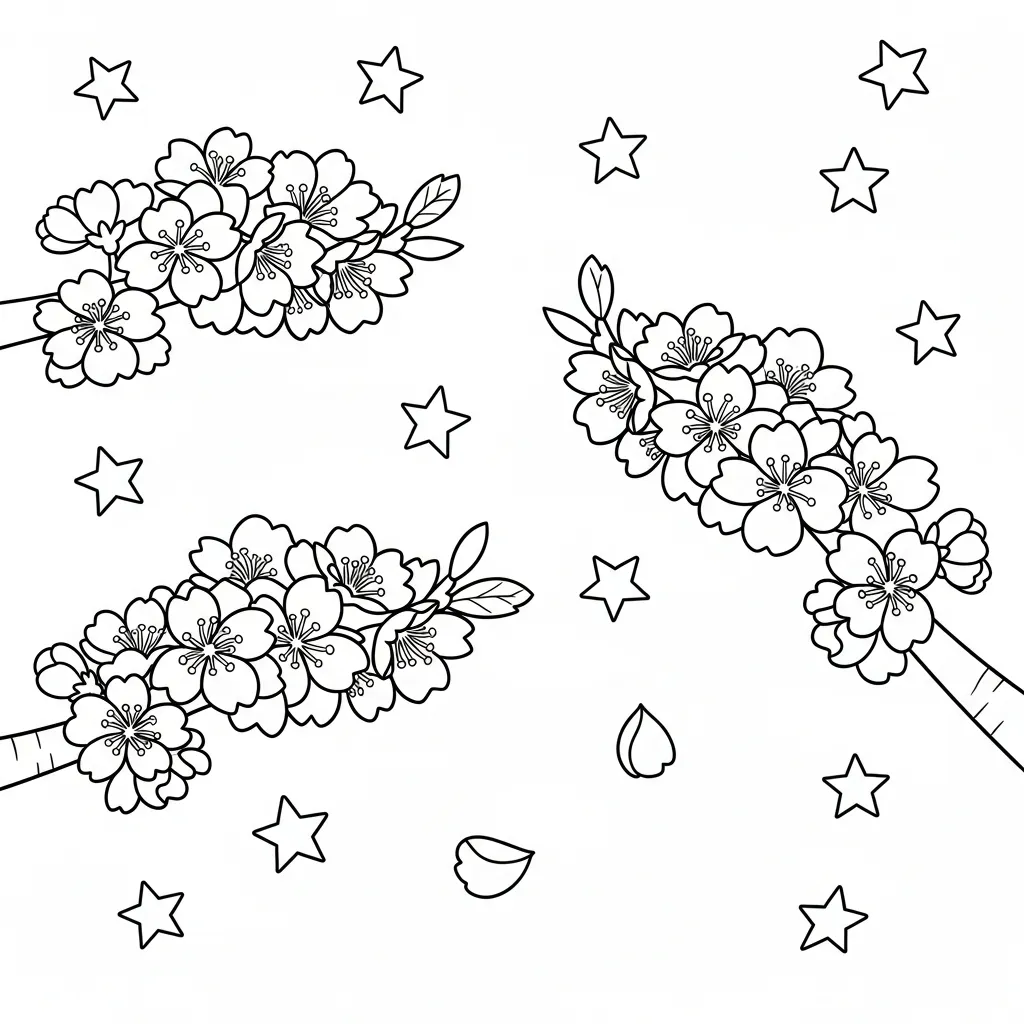 Flor de Cerezo 16 para colorear para primaria