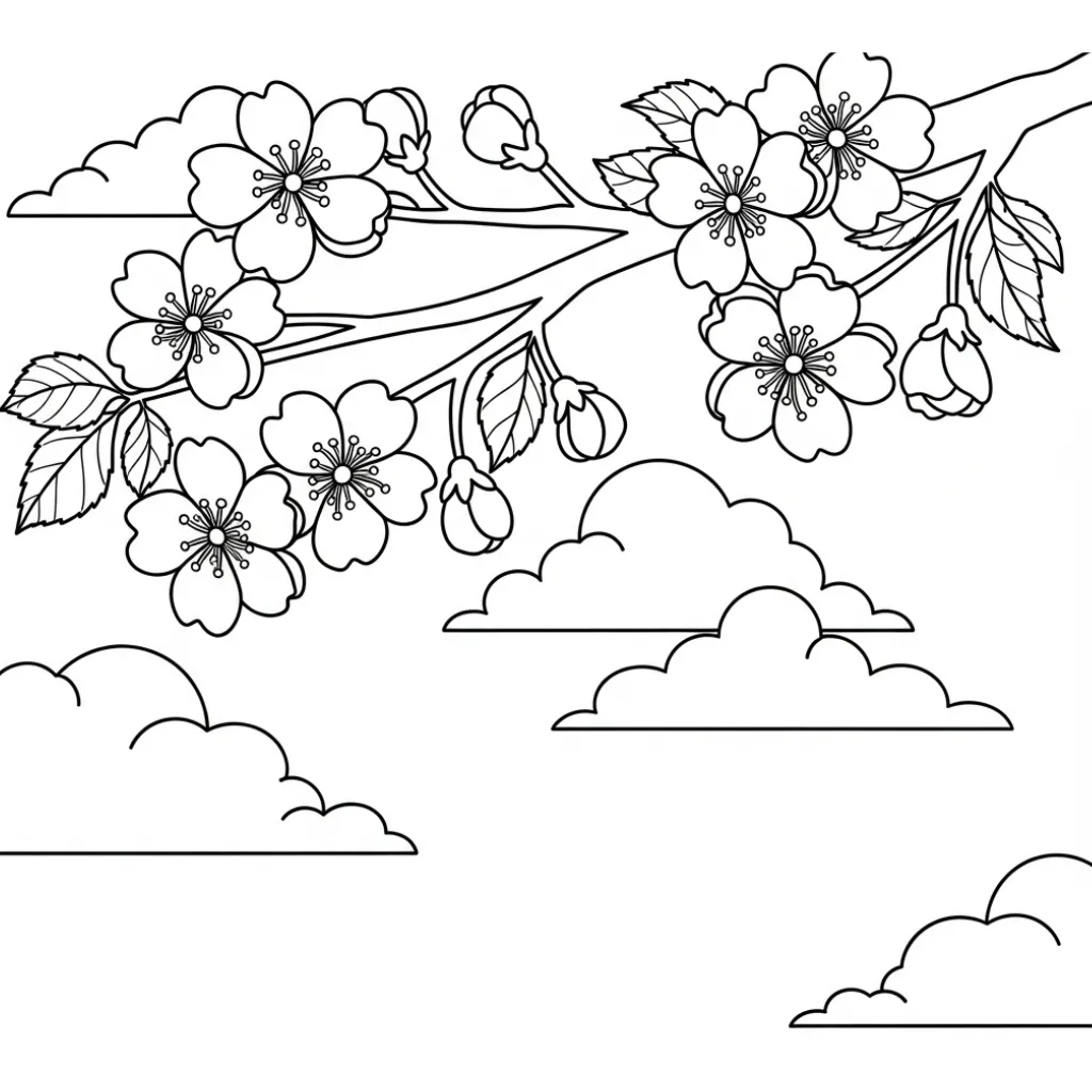 Flor de Cerezo 17 para colorear para imprimir