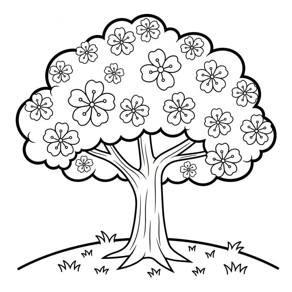 Flor de Cerezo 2 para colorear y aprendizaje