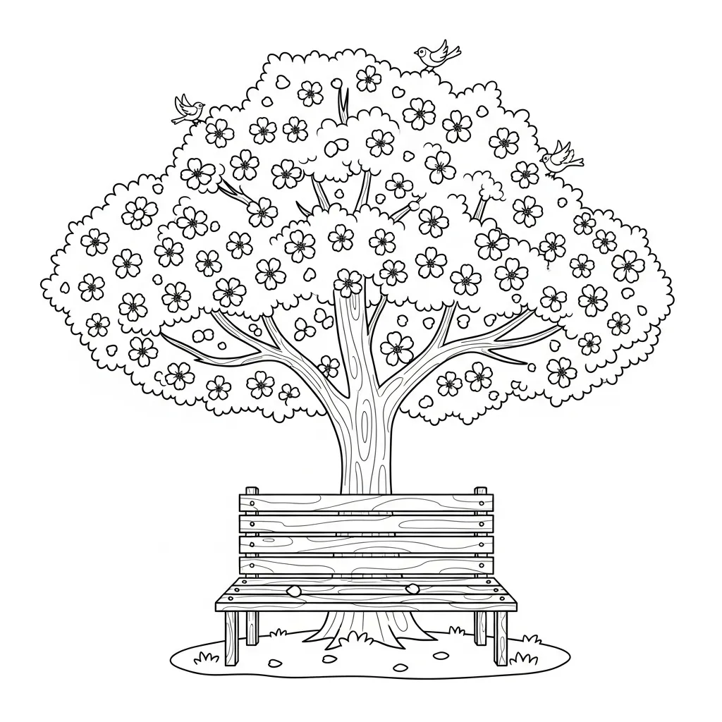 Flor de Cerezo 20 para colorear gratis para niños