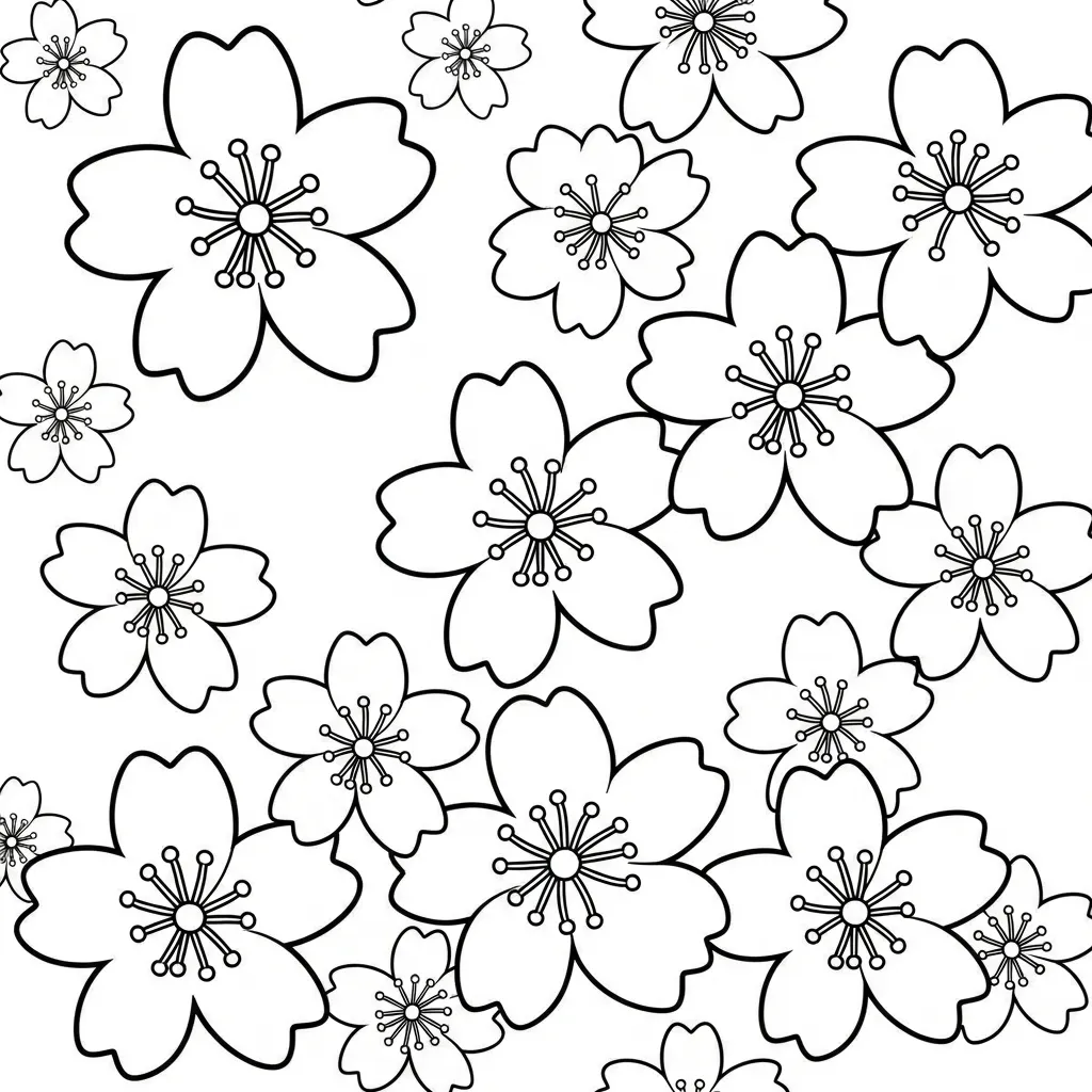 Flor de Cerezo 3 para colorear para niño de 4 años