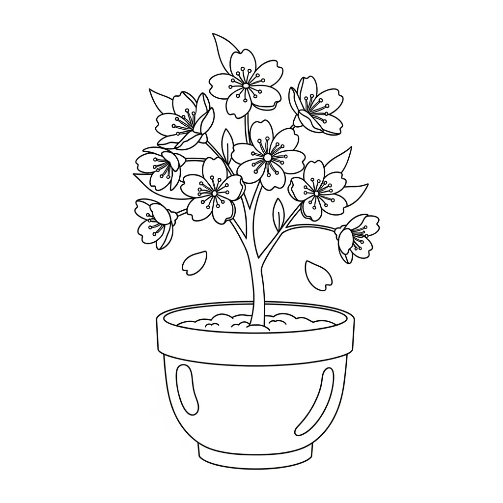 Flor de Cerezo 8 para colorear para niño de 10 años