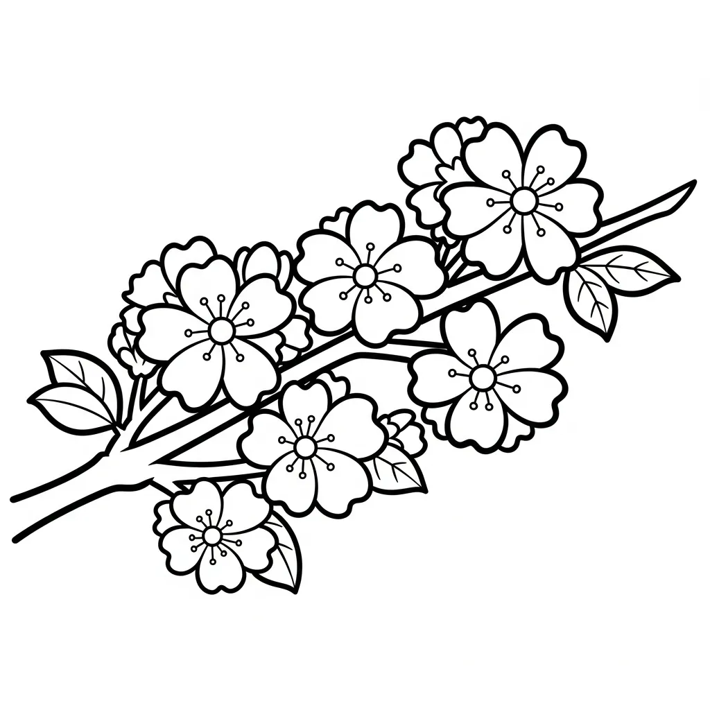 Flor de Cerezo 9 para colorear para imprimir para niño de 12 años