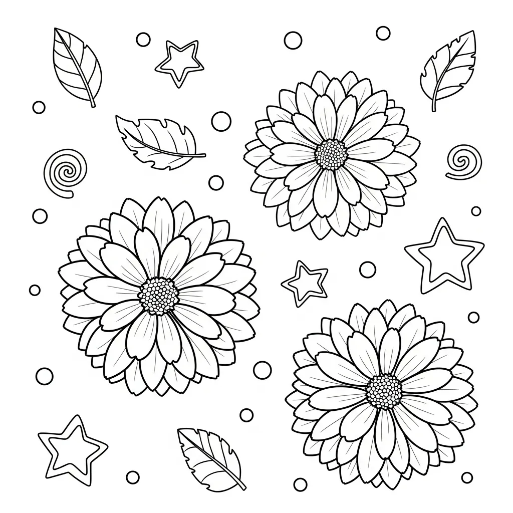 Flor de Dalia 1 para colorear para niños para descargar