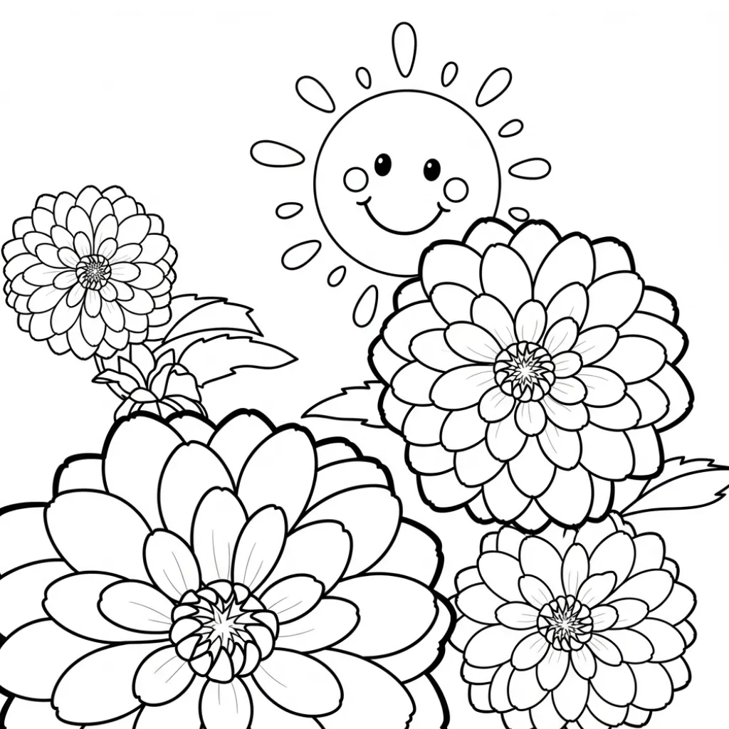 Flor de Dalia 11 para colorear y dibujos